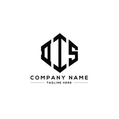 Fototapeta premium DIS letter logo design with polygon shape. DIS polygon logo monogram. DIS cube logo design. DIS hexagon vector logo template white and black colors. DIS monogram, DIS business and real estate logo. 