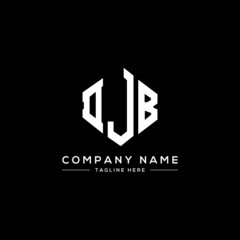 DJB letter logo design with polygon shape. DJB polygon logo monogram. DJB cube logo design. DJB hexagon vector logo template white and black colors. DJB monogram, DJB business and real estate logo. 