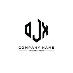 Obraz premium DJX letter logo design with polygon shape. DJX polygon logo monogram. DJX cube logo design. DJX hexagon vector logo template white and black colors. DJX monogram, DJX business and real estate logo. 