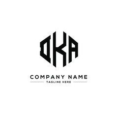 DKA letter logo design with polygon shape. DKA polygon logo monogram. DKA cube logo design. DKA hexagon vector logo template white and black colors. DKA monogram, DKA business and real estate logo. 