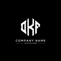 DKF letter logo design with polygon shape. DKF polygon logo monogram. DKF cube logo design. DKF hexagon vector logo template white and black colors. DKF monogram, DKF business and real estate logo. 