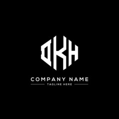 DKH letter logo design with polygon shape. DKH polygon logo monogram. DKH cube logo design. DKH hexagon vector logo template white and black colors. DKH monogram, DKH business and real estate logo. 