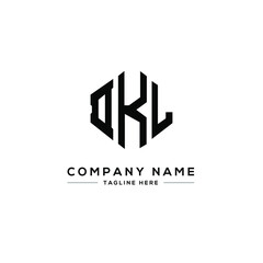 DKL letter logo design with polygon shape. DKL polygon logo monogram. DKL cube logo design. DKL hexagon vector logo template white and black colors. DKL monogram, DKL business and real estate logo. 