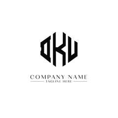 DKU letter logo design with polygon shape. DKU polygon logo monogram. DKU cube logo design. DKU hexagon vector logo template white and black colors. DKU monogram, DKU business and real estate logo. 