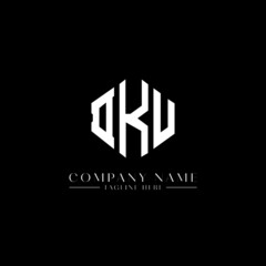 DKU letter logo design with polygon shape. DKU polygon logo monogram. DKU cube logo design. DKU hexagon vector logo template white and black colors. DKU monogram, DKU business and real estate logo. 