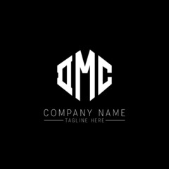 DMC letter logo design with polygon shape. DMC polygon logo monogram. DMC cube logo design. DMC hexagon vector logo template white and black colors. DMC monogram, DMC business and real estate logo. 