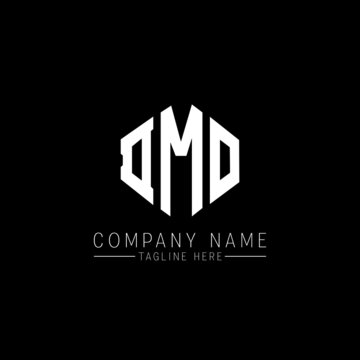 DMO letter logo design with polygon shape. DMO polygon logo monogram. DMO cube logo design. DMO hexagon vector logo template white and black colors. DMO monogram, DMO business and real estate logo. 