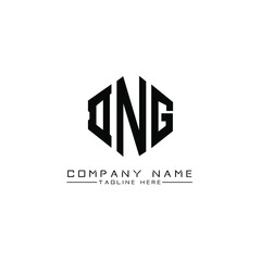 Fototapeta premium DNG letter logo design with polygon shape. DNG polygon logo monogram. DNG cube logo design. DNG hexagon vector logo template white and black colors. DNG monogram, DNG business and real estate logo. 