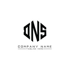 DNS letter logo design with polygon shape. DNS polygon logo monogram. DNS cube logo design. DNS hexagon vector logo template white and black colors. DNS monogram, DNS business and real estate logo. 