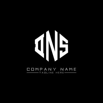 DNS letter logo design with polygon shape. DNS polygon logo monogram. DNS cube logo design. DNS hexagon vector logo template white and black colors. DNS monogram, DNS business and real estate logo. 