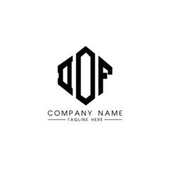 DOF letter logo design with polygon shape. DOF polygon logo monogram. DOF cube logo design. DOF hexagon vector logo template white and black colors. DOF monogram, DOF business and real estate logo. 
