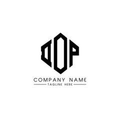 DOP letter logo design with polygon shape. DOP polygon logo monogram. DOP cube logo design. DOP hexagon vector logo template white and black colors. DOP monogram, DOP business and real estate logo. 