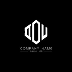DOU letter logo design with polygon shape. DOU polygon logo monogram. DOU cube logo design. DOU hexagon vector logo template white and black colors. DOU monogram, DOU business and real estate logo. 