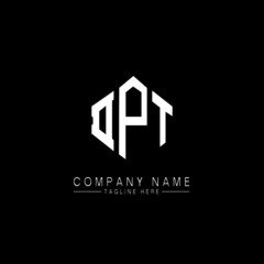 DPT letter logo design with polygon shape. DPT polygon logo monogram. DPT cube logo design. DPT hexagon vector logo template white and black colors. DPT monogram, DPT business and real estate logo. 