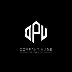 DPU letter logo design with polygon shape. DPU polygon logo monogram. DPU cube logo design. DPU hexagon vector logo template white and black colors. DPU monogram, DPU business and real estate logo. 