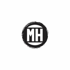 MH Logo Initial Letter Monogram with abstrac circle shape design template