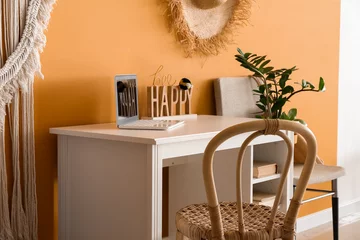Fotobehang Boho Modern workplace in interior of stylish room  © Pixel-Shot