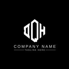 Fototapeta premium DQH letter logo design with polygon shape. DQH polygon logo monogram. DQH cube logo design. DQH hexagon vector logo template white and black colors. DQH monogram, DQH business and real estate logo. 