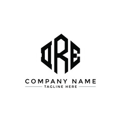DRE letter logo design with polygon shape. DRE polygon logo monogram. DRE cube logo design. DRE hexagon vector logo template white and black colors. DRE monogram, DRE business and real estate logo. 