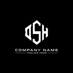 DSH letter logo design with polygon shape. DSH polygon logo monogram. DSH cube logo design. DSH hexagon vector logo template white and black colors. DSH monogram, DSH business and real estate logo. 