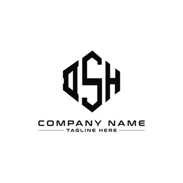 DSH letter logo design with polygon shape. DSH polygon logo monogram. DSH cube logo design. DSH hexagon vector logo template white and black colors. DSH monogram, DSH business and real estate logo. 
