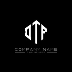 DTF letter logo design with polygon shape. DTF polygon logo monogram. DTF cube logo design. DTF hexagon vector logo template white and black colors. DTF monogram, DTF business and real estate logo. 