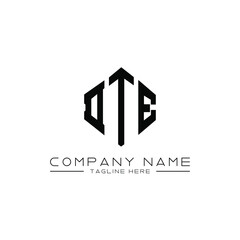 DTE letter logo design with polygon shape. DTE polygon logo monogram. DTE cube logo design. DTE hexagon vector logo template white and black colors. DTE monogram, DTE business and real estate logo. 