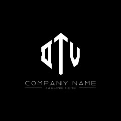 DTV letter logo design with polygon shape. DTV polygon logo monogram. DTV cube logo design. DTV hexagon vector logo template white and black colors. DTV monogram, DTV business and real estate logo. 