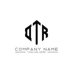 DTR letter logo design with polygon shape. DTR polygon logo monogram. DTR cube logo design. DTR hexagon vector logo template white and black colors. DTR monogram, DTR business and real estate logo. 