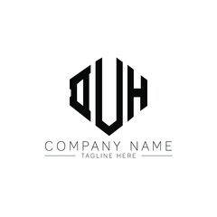 DUH letter logo design with polygon shape. DUH polygon logo monogram. DUH cube logo design. DUH hexagon vector logo template white and black colors. DUH monogram, DUH business and real estate logo. 
