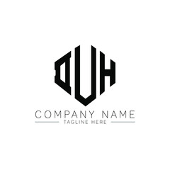 DUH letter logo design with polygon shape. DUH polygon logo monogram. DUH cube logo design. DUH hexagon vector logo template white and black colors. DUH monogram, DUH business and real estate logo. 