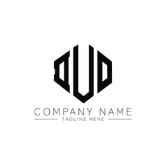 DUO letter logo design with polygon shape. DUO polygon logo monogram. DUO cube logo design. DUO hexagon vector logo template white and black colors. DUO monogram, DUO business and real estate logo. 