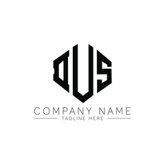 DUS letter logo design with polygon shape. DUS polygon logo monogram. DUS cube logo design. DUS hexagon vector logo template white and black colors. DUS monogram, DUS business and real estate logo. 