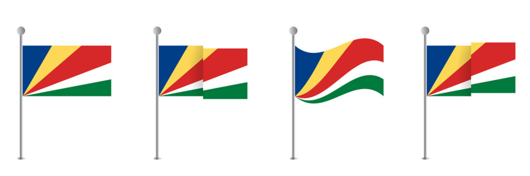 Seychelles flag. Official colors.  Seychelles national flag Vector design set, Seychelles national day, vector illustration