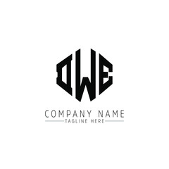 DWE letter logo design with polygon shape. DWE polygon logo monogram. DWE cube logo design. DWE hexagon vector logo template white and black colors. DWE monogram, DWE business and real estate logo. 