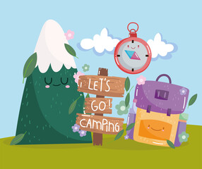 cute bag and compass camping