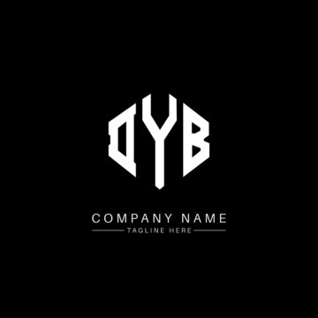 DYB letter logo design with polygon shape. DYB polygon logo monogram. DYB cube logo design. DYB hexagon vector logo template white and black colors. DYB monogram, DYB business and real estate logo. 