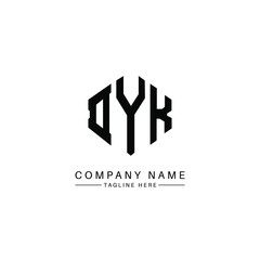 DYK letter logo design with polygon shape. DYK polygon logo monogram. DYK cube logo design. DYK hexagon vector logo template white and black colors. DYK monogram, DYK business and real estate logo. 