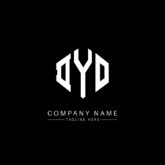 DYO letter logo design with polygon shape. DYO polygon logo monogram. DYO cube logo design. DYO hexagon vector logo template white and black colors. DYO monogram, DYO business and real estate logo. 