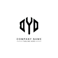 DYO letter logo design with polygon shape. DYO polygon logo monogram. DYO cube logo design. DYO hexagon vector logo template white and black colors. DYO monogram, DYO business and real estate logo. 