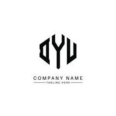 DYU letter logo design with polygon shape. DYU polygon logo monogram. DYU cube logo design. DYU hexagon vector logo template white and black colors. DYU monogram, DYU business and real estate logo. 