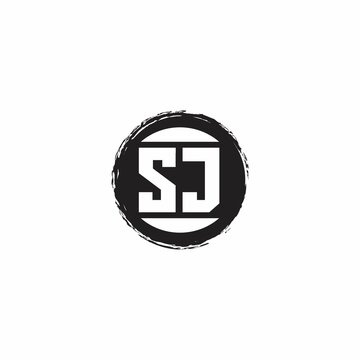 SJ Logo Initial Letter Monogram with abstrac circle shape design template