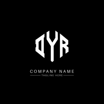 DYR letter logo design with polygon shape. DYR polygon logo monogram. DYR cube logo design. DYR hexagon vector logo template white and black colors. DYR monogram, DYR business and real estate logo. 