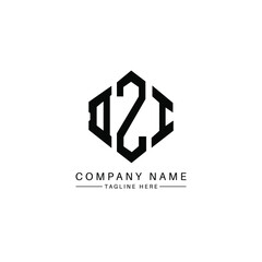 DZI letter logo design with polygon shape. DZI polygon logo monogram. DZI cube logo design. DZI hexagon vector logo template white and black colors. DZI monogram, DZI business and real estate logo. 
