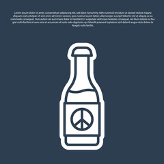 Blue line Beer bottle icon isolated on blue background. Vector