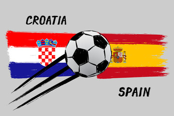 Flags of Croatia And Spain - Icon for euro football championship qualify - Grunge