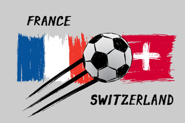 Flags of France And Switzerland - Icon for euro football championship qualify - Grunge