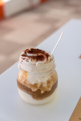 Coffee with ice cream and cream