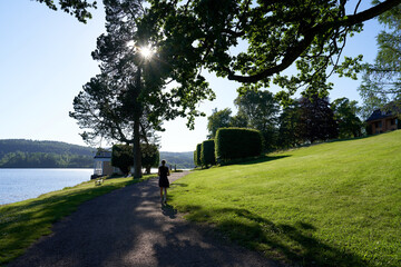 Walk in the park. This beautiful park is located in Oslo, Norway. It has a preserved old building open for the public. Sheep's are grassing freely. Ducks and wildlife are also found here.  