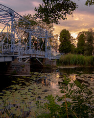 A lifting bridge in the village of Jezioro in Żyławy in Poland.
